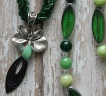 Art Nouveau Green Orchid Flower Garden Necklace