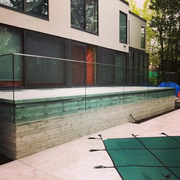 Glass Railing Toronto Frameless Design, Outdoor Glass railing.