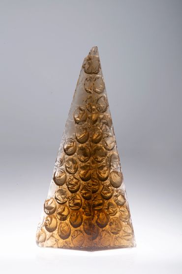 Bronze Pyramid, 2019, cast glass, 10" x 6" x 5"