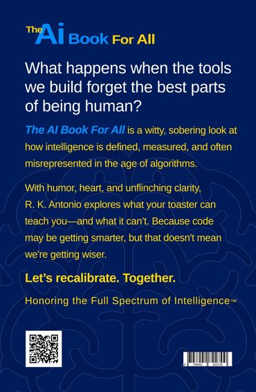 Cover of book titled The AI Book For All by R.K. Antonio with blue cover