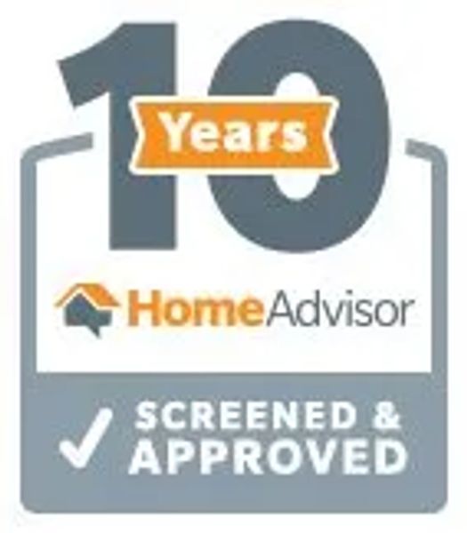 HomeAdvisor 10 years screened and approved badge.