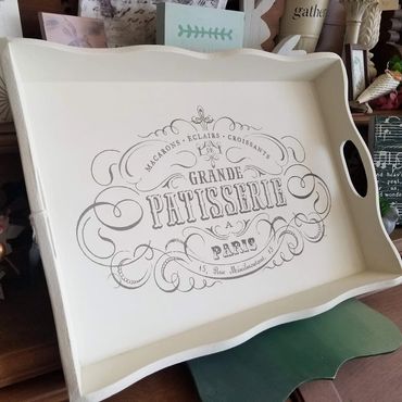 White French Country Serving Tray