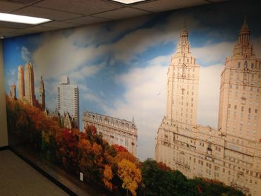 Wide mural in small office in Tustin, CA. Pre-pasted General Formulation printable substrate