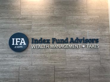 1/2" Foam lettering with painted face and edges, printed logo, installed in lobby behind reception