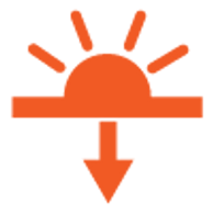 Icon of a sunset with an arrow pointing downwards.
