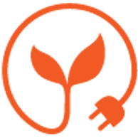Eco-friendly energy symbol with a plug and plant.
