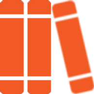 Icon of three orange books, two standing and one leaning.