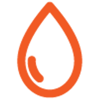 Simple orange water droplet icon on a white background.
