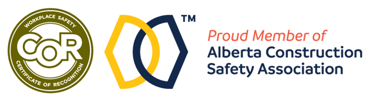 Logo of Alberta Construction Safety Association with Certificate of Recognition seal.