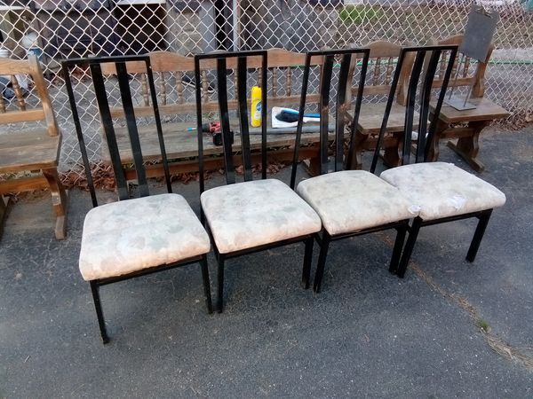 METAL KITCHEN CHAIRS 
VERY COMFORTABLE 
VERY STRONG/STURDY 
YOU CAN EASILY REUPHOLSTER THEM 
$50 FOR