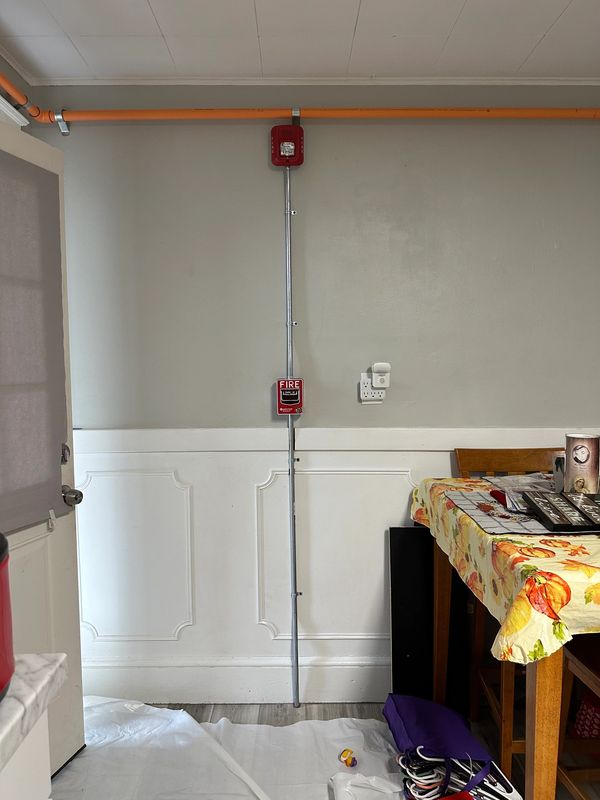 Fire alarm installation in an apartment building. Part of our commercial fire alarm systems services