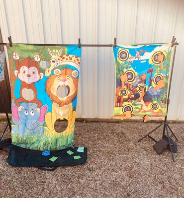 Throwing the bean bag game & Toddler safe Velcro axe throwing game