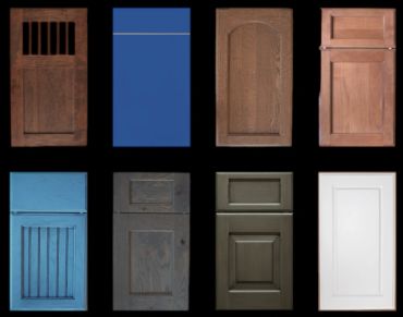 Eight different cabinet door styles and colors.