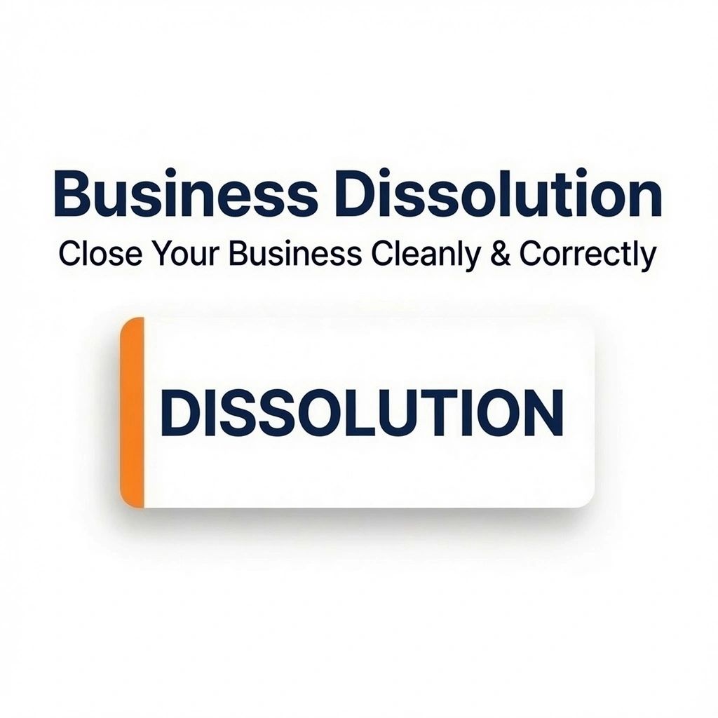 Business dissolution service advertisement.