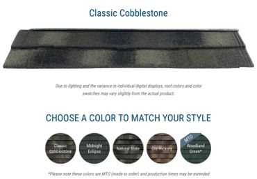 Classic Cobblestone roof shingle with color options to match your style.