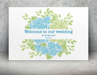 Hydrangea welcome sign