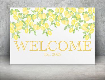 Amalfi welcome sign adorned with lemon tree motifs