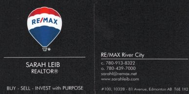 Sarah Leib, realtor, business card