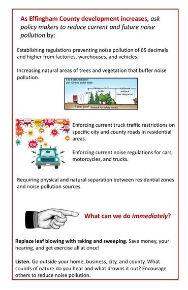 Poster encouraging county residents to reduce noise pollution and ask policy makers to do the same.