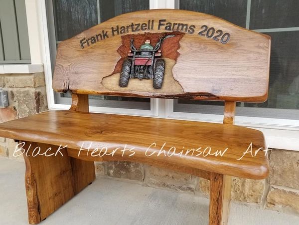 Custom Wood Memorial Bench Farmers Life chair Outdoor furniture St. louis patio garden flowers