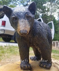 Walking Black Bear Cub Chainsaw Carving St. Louis Missouri Black Bear Sculpture Real Black Bear 