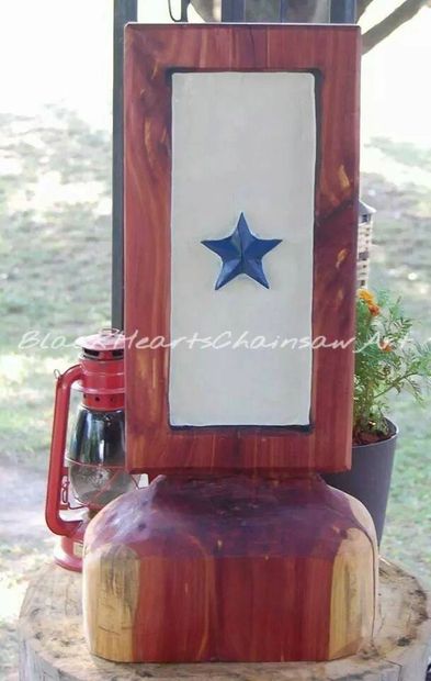 Wooden Hand Carved Service Flag honoring our Military during times of War
