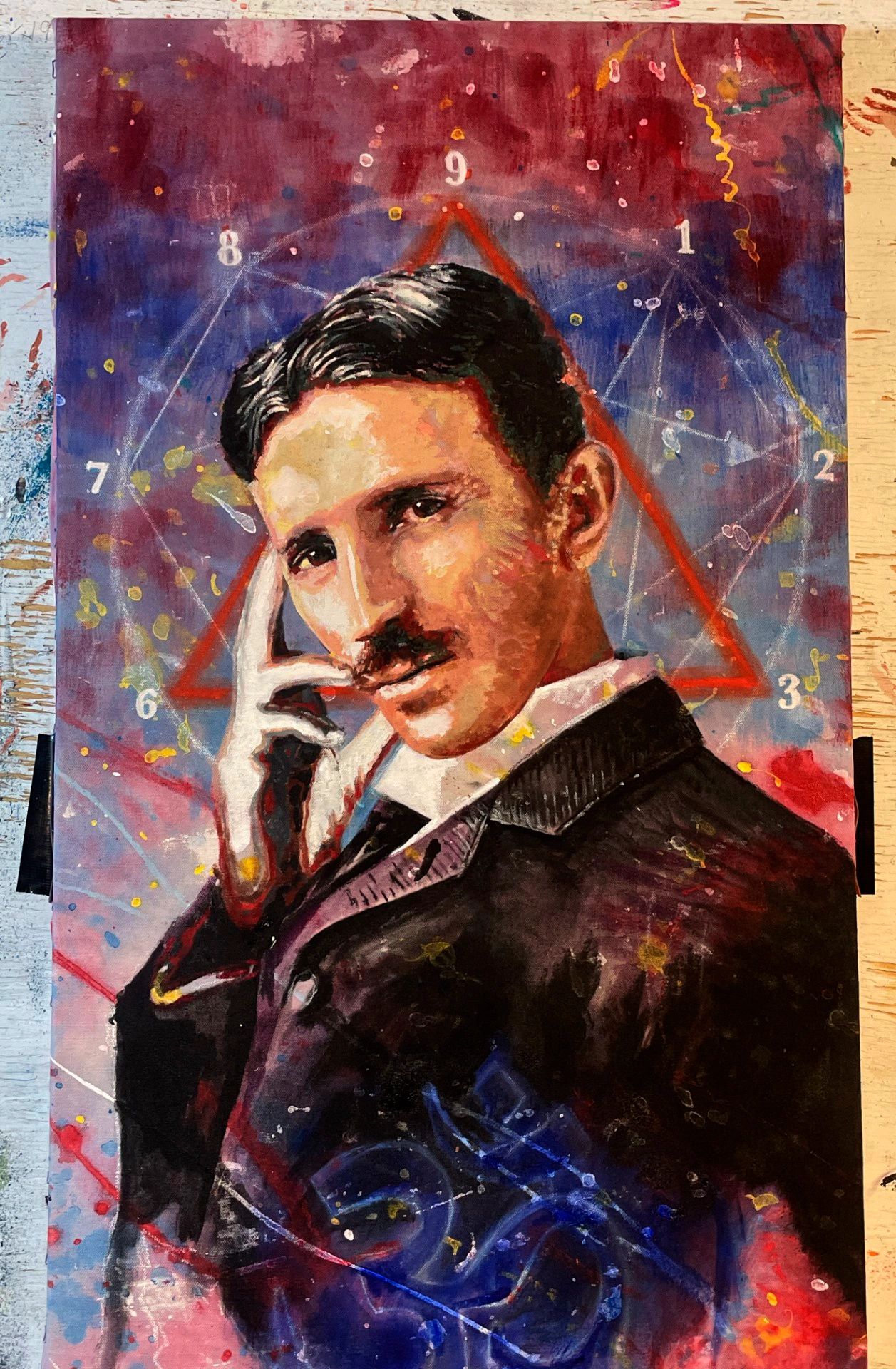 Nikola Tesla original oil painting by T Noll