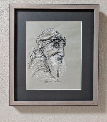 Original pen and charcoal drawing