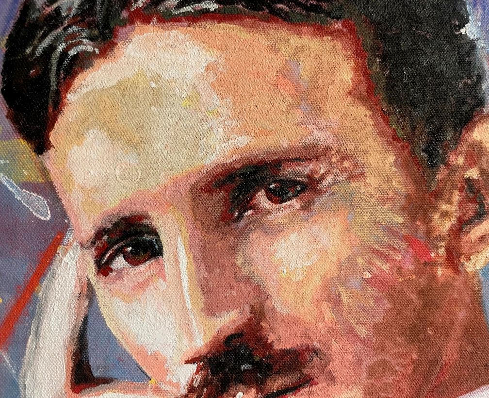 Nikola Tesla original oil painting art by T Noll
