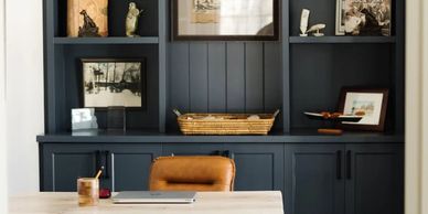 home office navy blue with decor