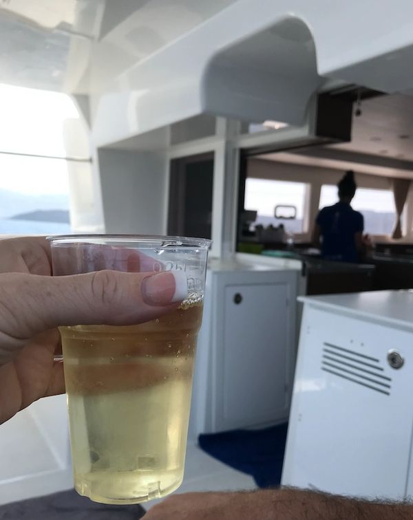 Drinks on the catamaran, Santorini