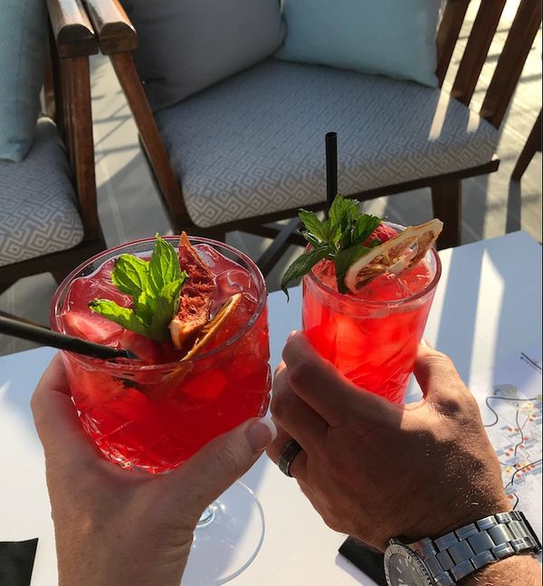 Drinks in Oia before sunset