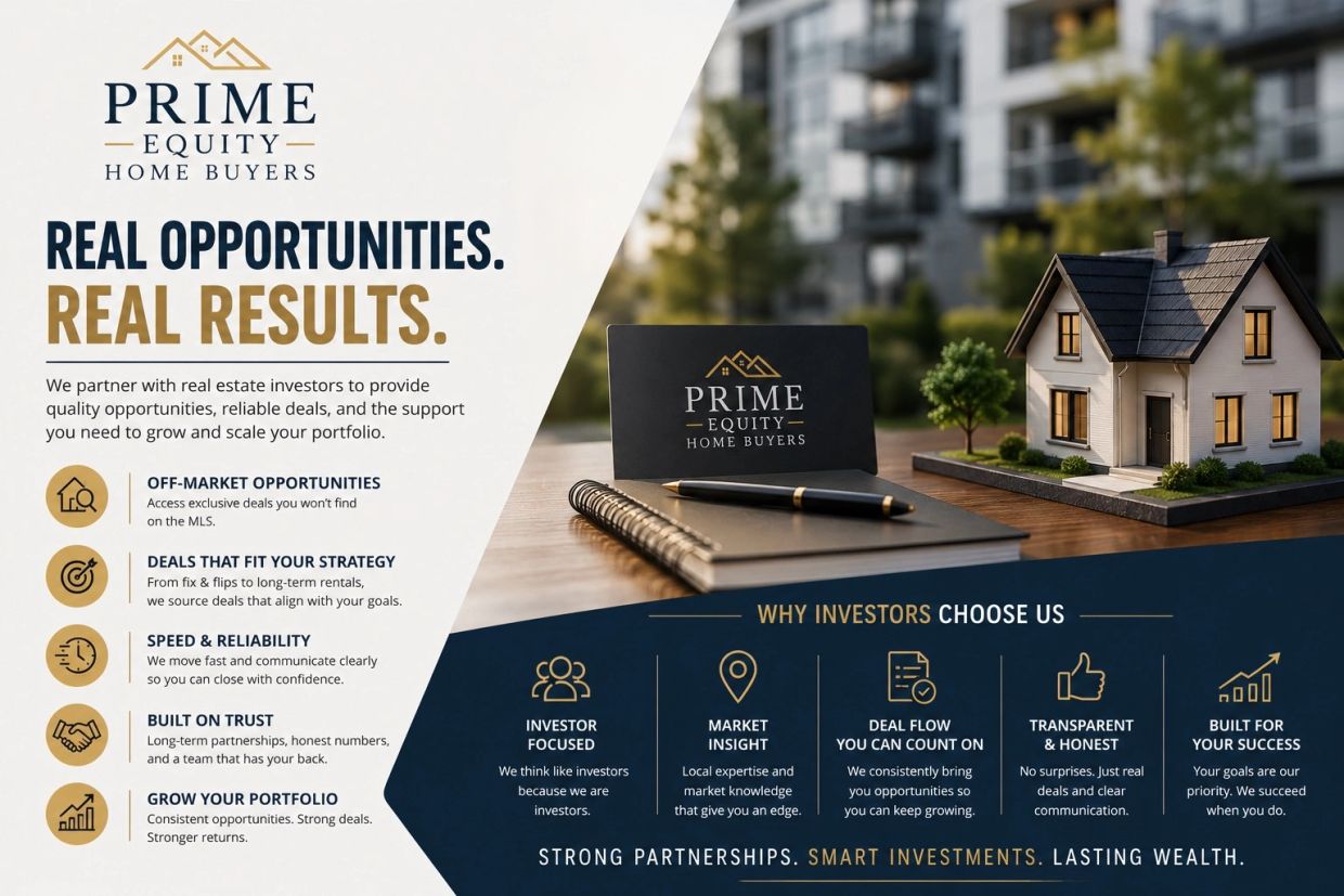 Prime Equity Home Buyers offers reliable real estate investment opportunities with trust and strong partnerships.