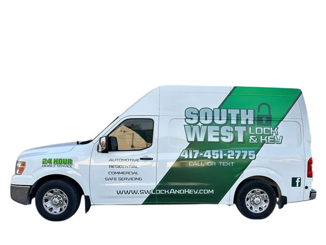 SW Lock & Key mobile locksmith / lockout vehicle. Mobile rekeying and car keys made. Safe services.