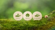 Three wooden tokens represent health, safety, and environment.