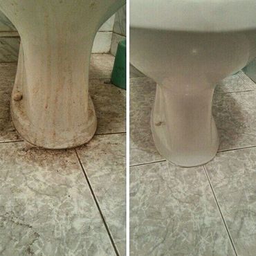 Bathroom tile cleaning.