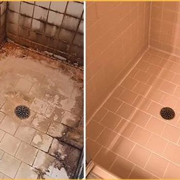 Shower deep cleaning and grout re-colouring and sealing.