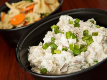 Bagel Station catering, potato salad, pasta salad