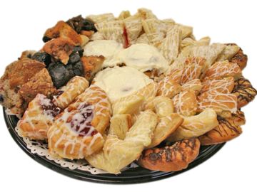 Breakfast catering, fresh baked pastries, muffins, cinnamon rolls, bagels and cream cheese