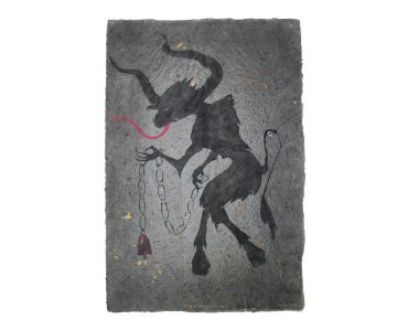 Don Widmer paper arts krampus krampusnacht krampus art handmade paper pulp painting monster