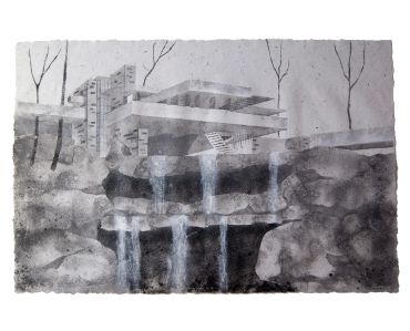 Falling Water, Frank Lloyd Wright house, Prairie Style architecture, Don Widmer paper arts, pulp