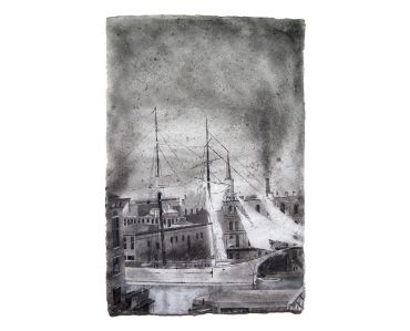 Milwaukee schooner, tall ship art, sailing ship, nautical art, Milwaukee river ship,Don Widmer paper