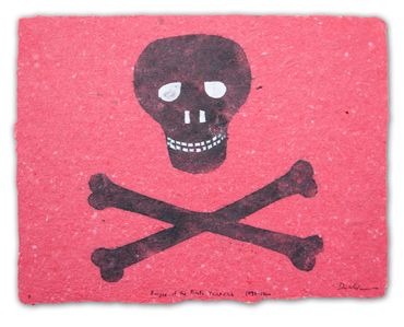 Burgee of the Pirate Yacht Club 1898-1900, nautical sledge flag recreated on pulped handmade paper