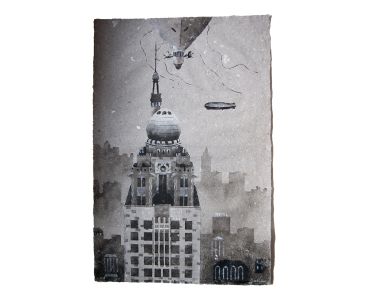 Don Widmer paper arts, Chicago architecture, Zeppelin, Intercontinental Hotel, Medinah Athletic Club