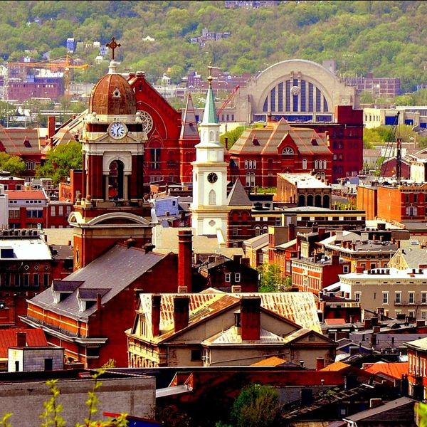 A color photo of Cincinnati's historic Over-the-Rhine neighborhood