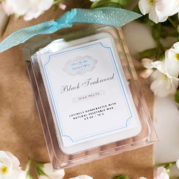 Natural Soy wax melts in clear six cavity plastic clamshell.