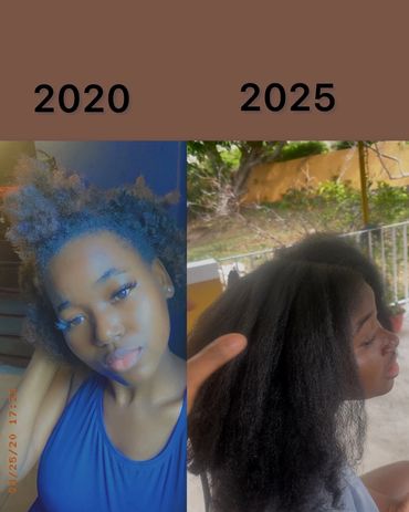 Hair Growth journey from the year 2020-2025 using our coffee hair growth oil