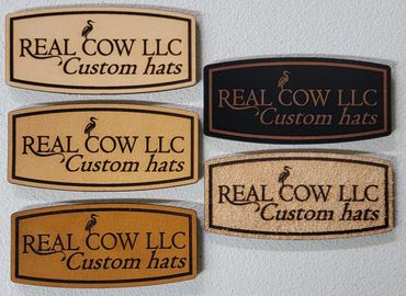 Cowhide leather patch hat Richardson Real Cow LLC