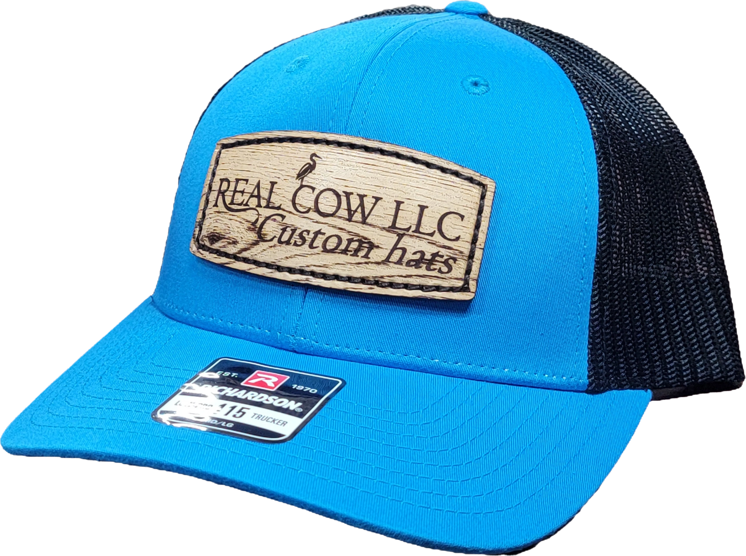 Cowhide leather patch hat wholesale Richardson Real Cow LLC