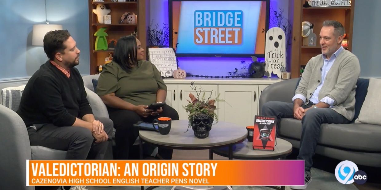 TV interview about a Valedictorian: An Origin Story by Thomas Murlin, a high school teacher.